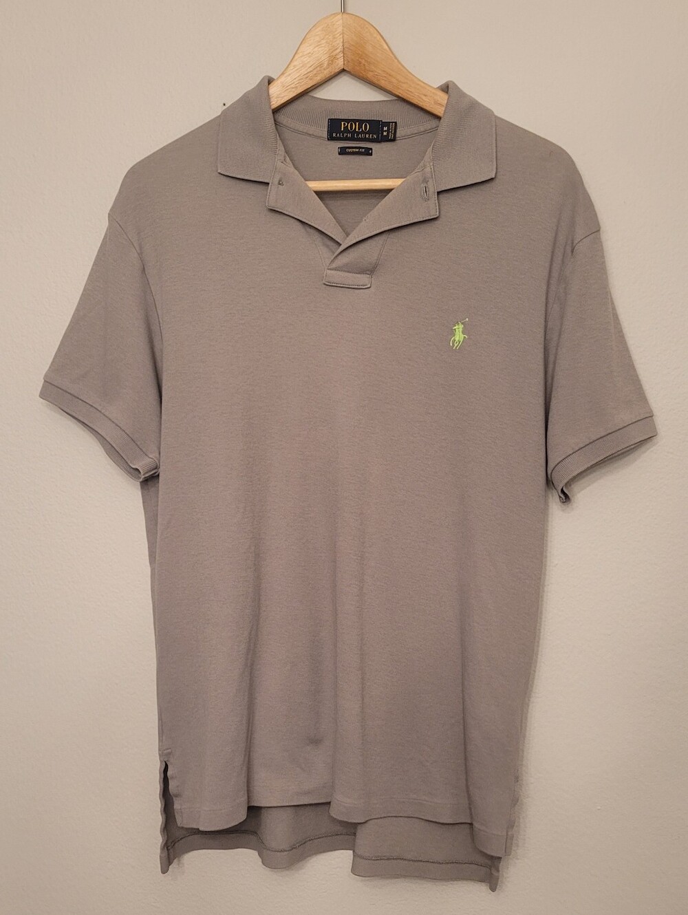 Polo by Ralph Lauren Men's Gray Polo Shirt with Lime Logo